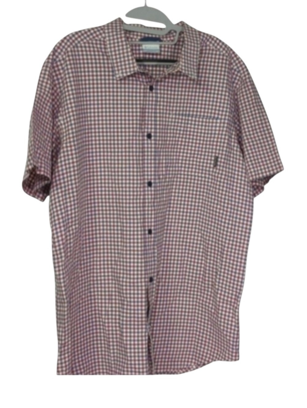Columbia Short Sleeve Button Down Gingham Plaid Shirt Size XL